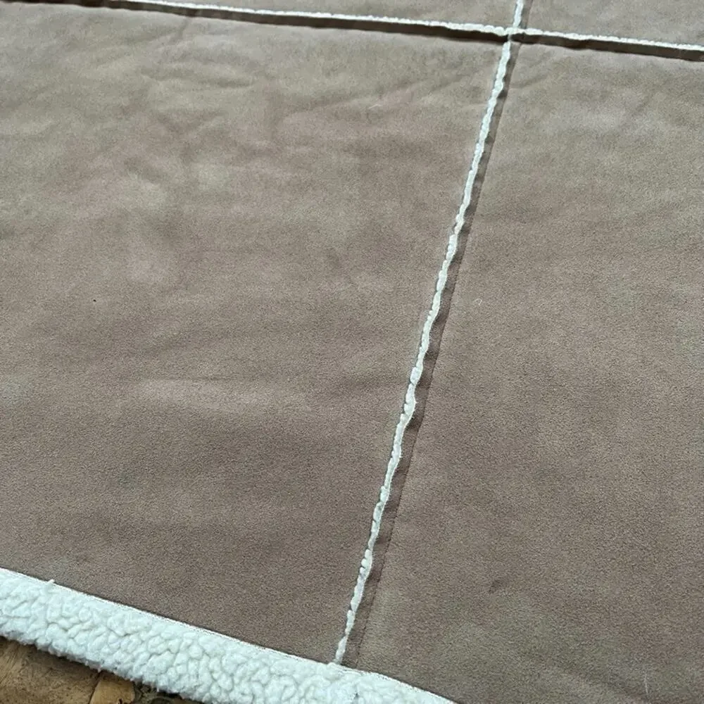 Pottery Barn Faux Suede Sherpa Throw Blanket 50 x 60 in Grid Pattern
